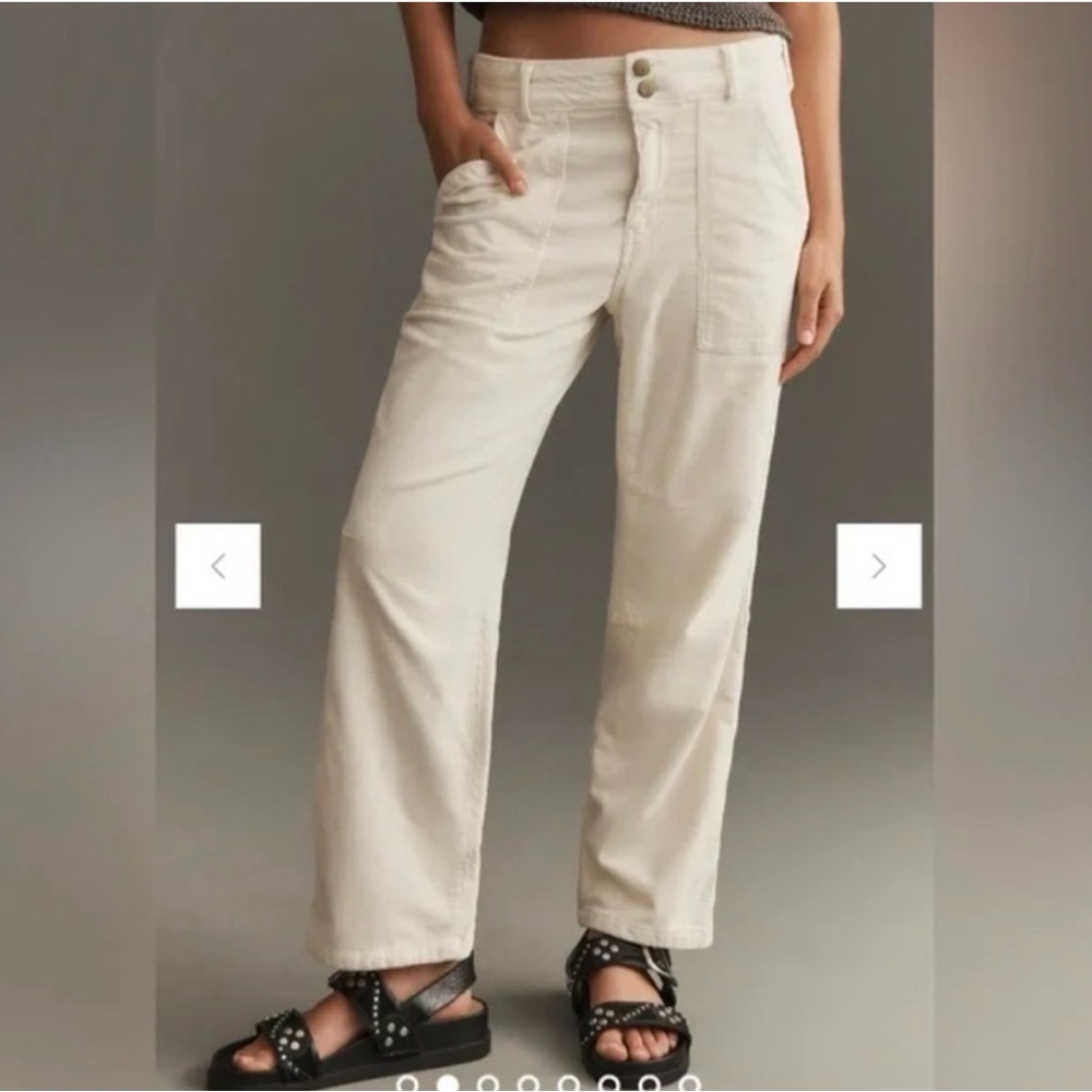 Anthropologie The Wanderer Relaxed-Leg Corduroy Pants by Pilcro size 27 Cream